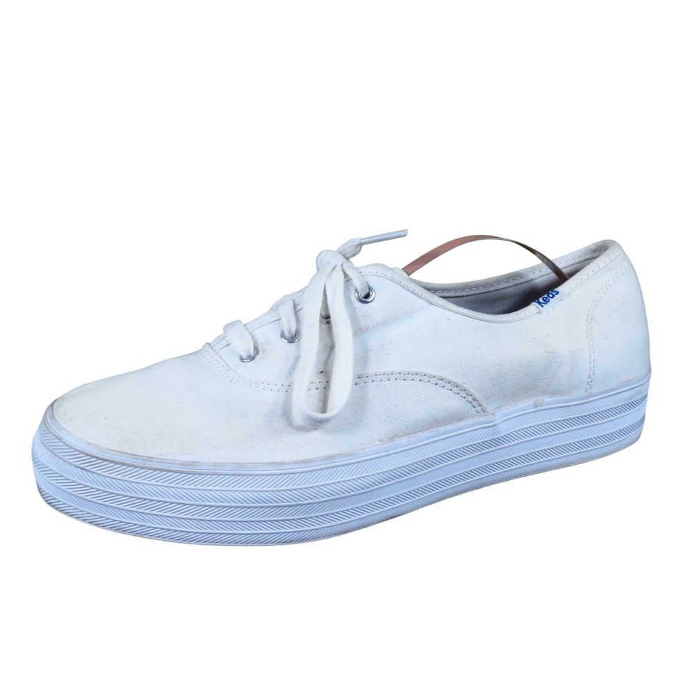 Keds Triple White Womens Platform Sneaker Size 9 Athleisure Canvas White‎